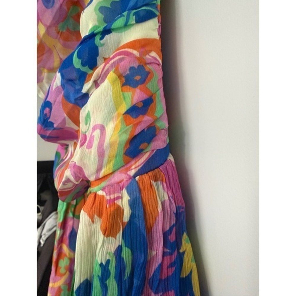 Amanda Uprichard Lumiere Silk Midi Dress Multicolor Floral Paisley CH-22660FD M - Picture 13 of 15